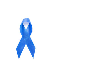 Cancer people. Awareness of men health in November with blue prostate ribbon isolated on white background. Man Healthcare and World cancer day concept.