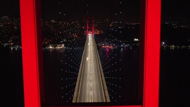 Aerial view of bosphorus bridge, Istanbul, Turkey. Connecting Asia to Europe.