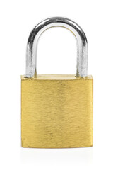 Locked padlock isolated on white background