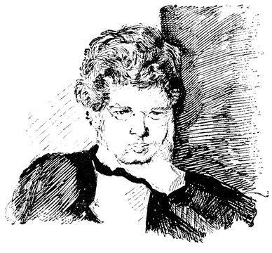 Portrait of Max Klinger - a German symbolist painter, sculptor, printmaker, and writer. Illustration of the 19th century. White background.