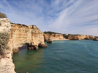 Cliff and sea and beach