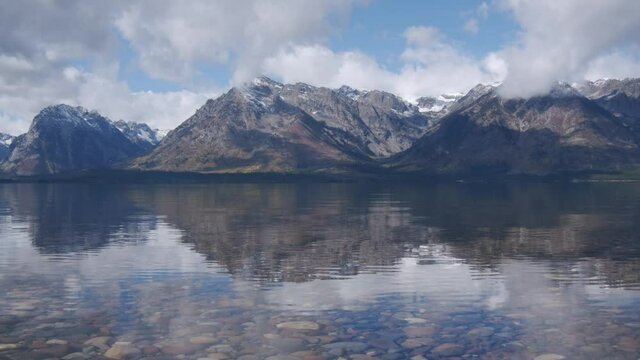 Mountain range with lake in Wyoming 