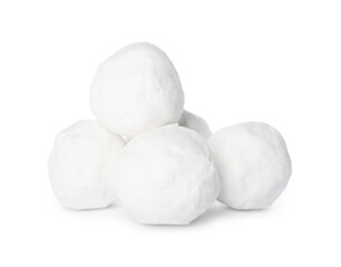 Round snowballs isolated on white. Winter activities
