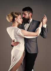 Ballroom dance. Couple dancing. Dancing, Salsa, Tangoing. Waltz. Couple in tender passion. Dancing concept. Passion and love concept.