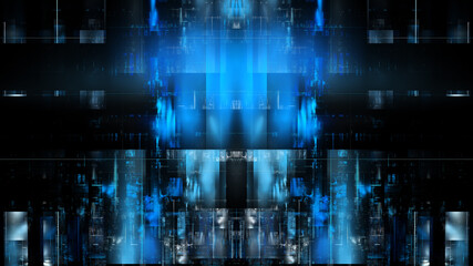 Fototapeta premium 3D illustration of abstract fractal for creative design looks like modern city techno structure.
