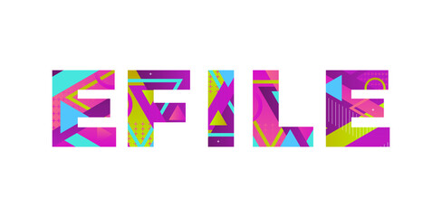 eFIle Concept Retro Colorful Word Art Illustration