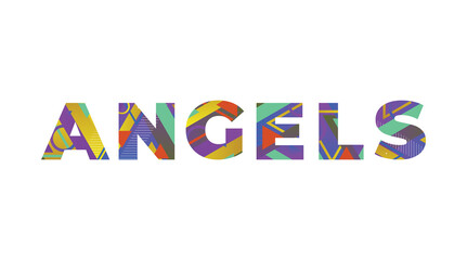 Angels Concept Retro Colorful Word Art Illustration