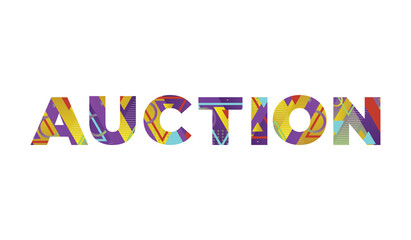 Auction Concept Retro Colorful Word Art Illustration