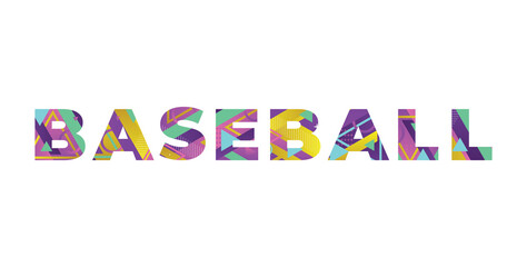 Baseball Concept Retro Colorful Word Art Illustration