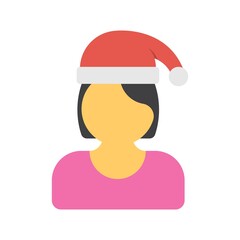 Christmas girl icon in flat design style.