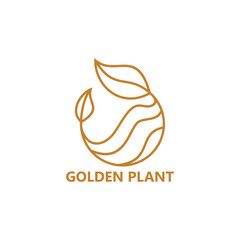 Golden plant logo template design
