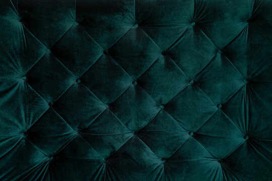 background malachite green teal velvet capitone textile, suede, velor, with buttons, sofa back
