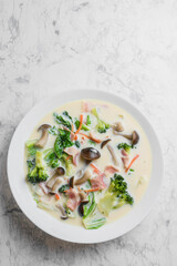 ベーコンと野菜の豆乳スープ