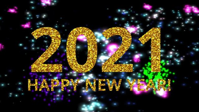 2021 Happy New Year Glitter Fireworks
