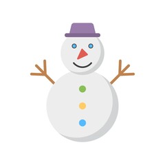 Snowman icon. Design element for Festive and Christmas greeting card. Flat design.