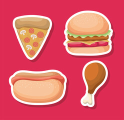 sets of fast foods icons