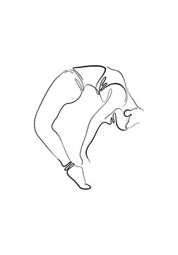recommend clip art: Hand drawn line art illustration of Ankle Stretch Bow pose