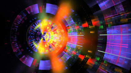 3D illustration of abstract fractal for creative design looks like modern city techno structure.