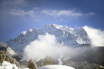 Zugspitze mountain view in Winter from Austria