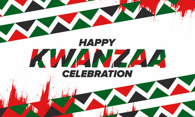 Obraz premium Kwanzaa Happy Celebration. African and African-American culture holiday. Seven days festival, celebrate annual from December 26 to January 1. Black history. Poster, card, banner and background. Vector
