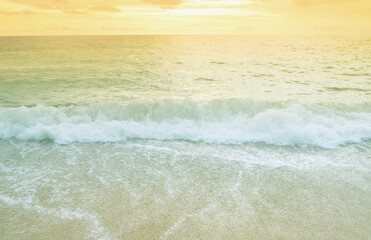Brown  sand beach and  sunset sky  fresh and relax nature background