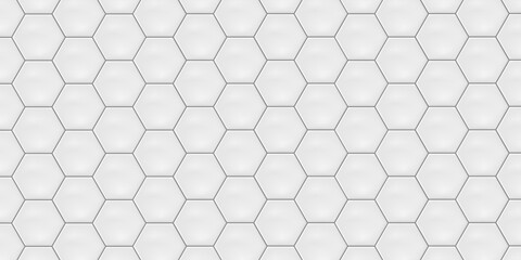 White hexagon ceramic tiles. Modern seamless pattern, white colored hexagon ceramic tiles.  - obrazy, fototapety, plakaty