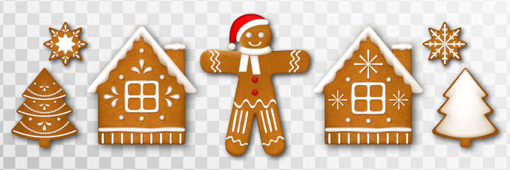 Christmas gingerbread cookies. Collection of traditional winter holidays biscuits - 396904488