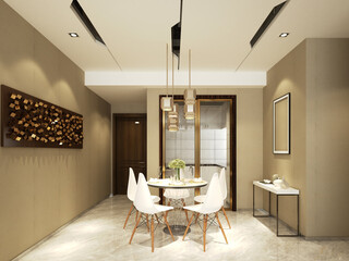 3d render of luxury house dining room