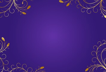 Elegant golden leaf frame background isolated on blue vector design