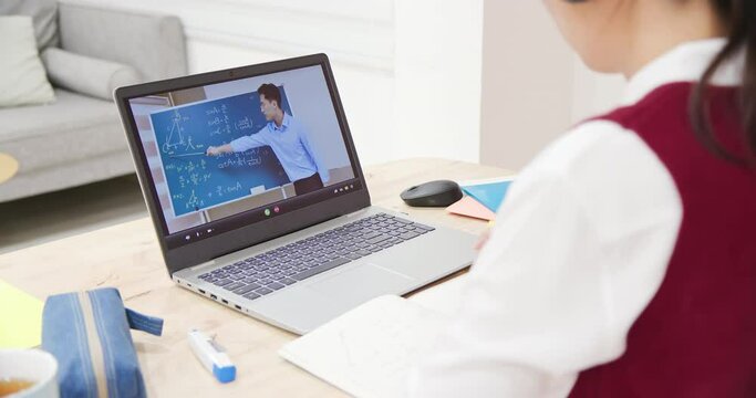 female student learn math online