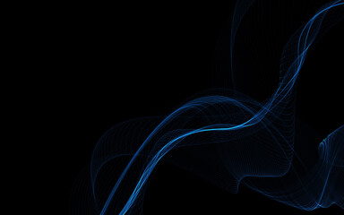 Dark abstract background with a glowing abstract waves