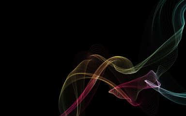 Dark abstract background with a glowing abstract waves