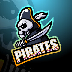 Pirate skull esport mascot logo design