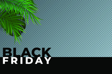 Black Friday Super Sale. Summer tropical leaf palm leaves frame. summertime background vector illustration