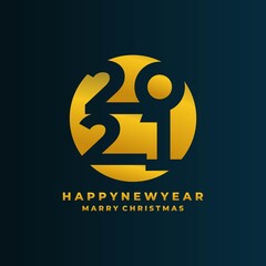 Fototapeta premium Happy New Year elegant design of colored 2021 logo numbers. Typography for 2021 save the date luxury designs and new year celebration invite. Vector illustration.