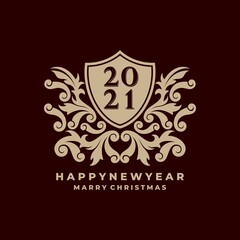 Happy New Year elegant design of colored 2021 logo numbers. Typography for 2021 save the date luxury designs and new year celebration invite. Vector illustration.
