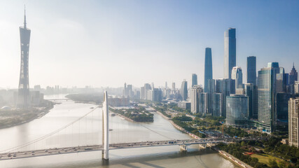 Aerial photography China Guangzhou modern city architecture landscape skyline