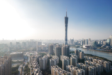 Fototapeta na wymiar Aerial photography China Guangzhou modern city architecture landscape skyline