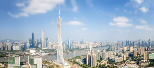Aerial photography China Guangzhou modern city architecture landscape skyline - obrazy, fototapety, plakaty