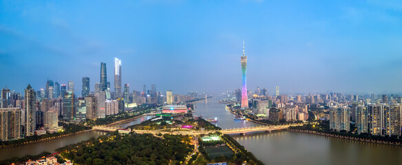 Aerial photography China Guangzhou modern city architecture landscape skyline