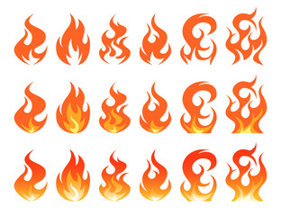Simple vector flame icons in flat style