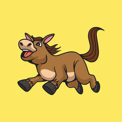 cartoon animal design horse jumping cute mascot logo