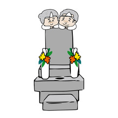 墓　墓石　墓参り　おじいさん　おばあさん　先祖