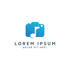 camera and music negative space logo design