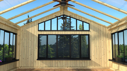 テレビ会議 背景用 CG 温室 サンルーム 林 森