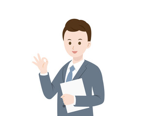 ビジネスマン　会社員　スーツ姿の男性　OKサイン
