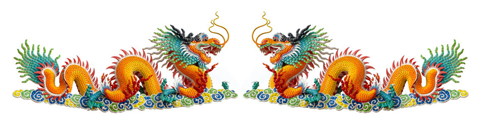 Chinese dragon statue isolated on white background