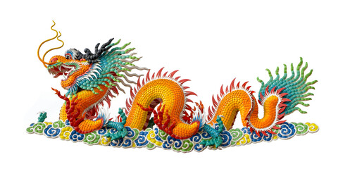 Chinese dragon statue isolated on white background