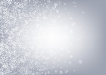 White Snowflake Vector Gray Background. Falling 