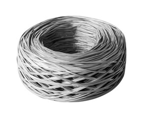 Gray plastic rope isolated on white background with clipping path